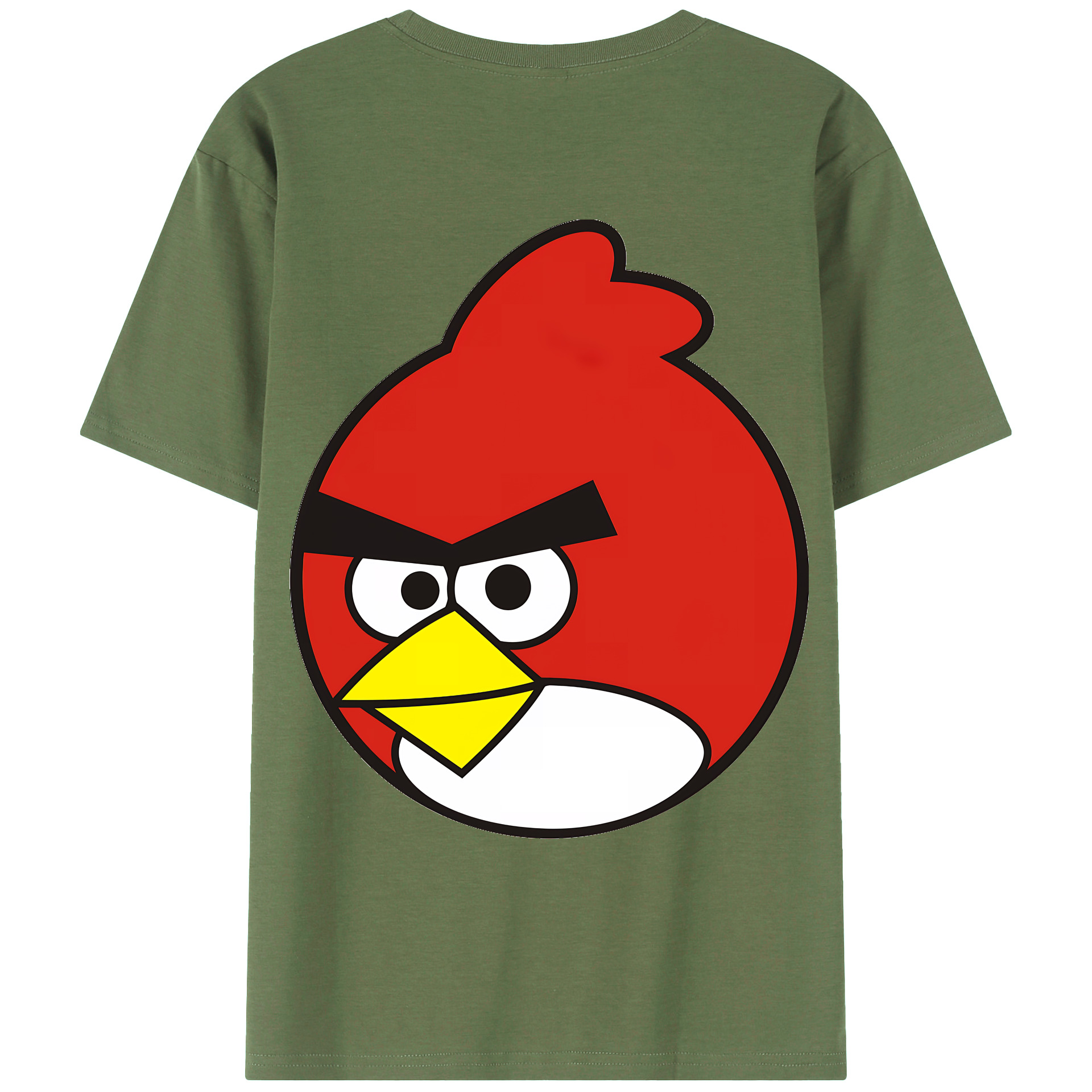 （画像用） Angry Birds アングリーバード 綿100％ メンズ半袖Tシャツ（バックプリント） 通気性